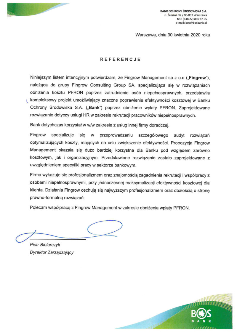 Skan rekomendacji od BOŚ Bank